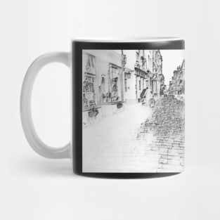 Cobbled street drawing of Whitby North Yorkshire Mug